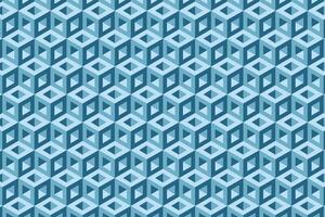 3d blue optical illusion hexagonal cubic block seamless pattern. Vector background.