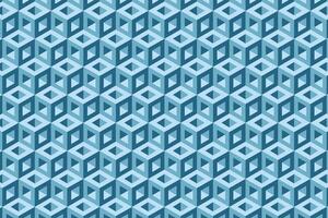 3d blue optical illusion hexagonal cubic block seamless pattern. Vector background.