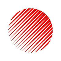 Red triangular lines cut circle vector illustration. Slanted stripes forming circular shape. Striped sun burst. Lattice grattice.