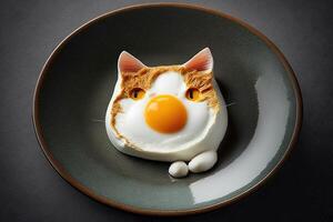 Cat shaped fried eggs illustration photo