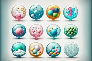 Set of animated bubbles retro style icon. illustration photo