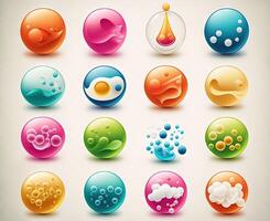 Set of animated bubbles retro style icon. illustration photo