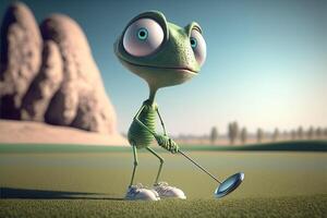 Alien playing golf photo