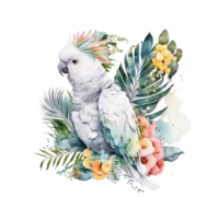 tropical oiseau clipart banane feuilles, paradis fleurs, le bec, violet plume. amazone faune été la nature ai génératif png