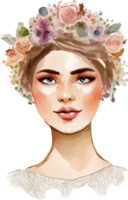 Watercolor Beautiful Women flowers png