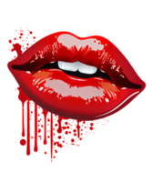 Lipstick Bite Buckle Watercolor Sublimation Collection of stickers with red woman lips png