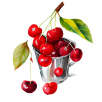 Cereza acuarela clipart ai generativo png