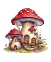 aquarelle Fée champignon maison ai génératif png