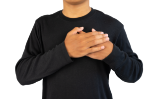 Men touch the chest with both hands png
