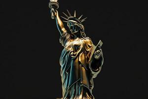 liberty statue new york city made of made of gold illustration photo