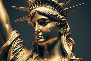 liberty statue new york city made of made of gold illustration photo