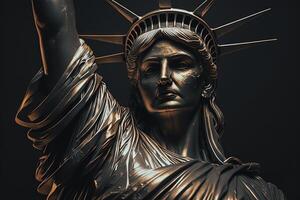 libertad estatua nuevo York ciudad hecho de hecho de oro ilustración generativo ai foto