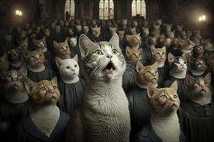 Gospel choir made of cats illustration photo