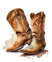 western cowboy laarzen waterverf, ai generatief png