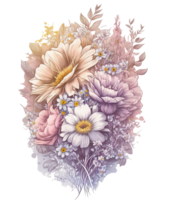 Pastel flowers bouquet, png