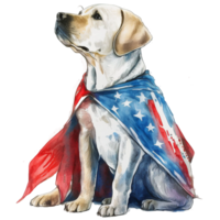 Watercolor Labrador dog, 4th of July element, png