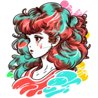 Vintage 80's Pop girl sticker, png