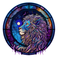 Stained glass lion art , png