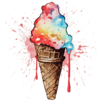 rétro la glace crème, aquarelle, ai génératif png