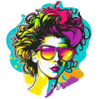 Vintage ▾ anni 80 pop ragazza etichetta, ai generativo png