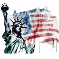 aquarelle statue de liberté clipart, 4e de juillet élément, ai génératif png