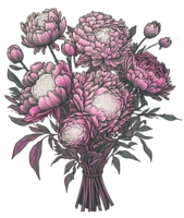 Pink peony flowers bouquet in a vase, png