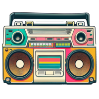 Clásico Años 80 kawaii boombox pegatina, ai generativo png