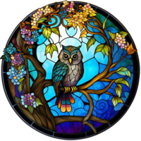 Stained glass owl, png