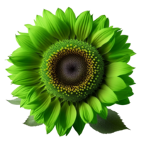 Green sunflower illustration isolated, png