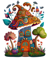 Mushroom house, fairy tale, isolated, png
