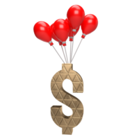 The gold dollar symbol and red balloon png