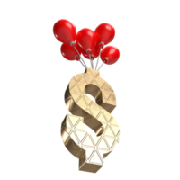 The gold dollar symbol and red balloon png