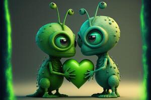 aliens in love for valentine day illustration photo