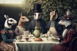 animals dressed in victorian era clothing illustration photo