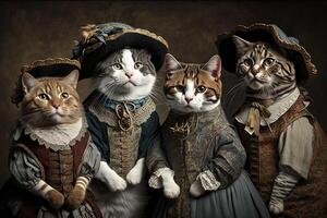 cats animals dressed in victorian era clothing illustration photo