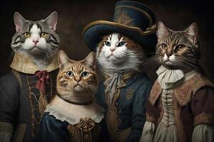 cats animals dressed in victorian era clothing illustration photo