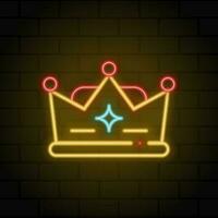 Glowing neon light crown icon. Colorful fashion sign. Royalty symbol trendy design element. Glowing neon. Vector illustration