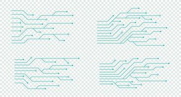 Set of printed circuit board. Abstract futuristic circuit board. Hi tech digital circuit board. Futuristic technology design elements. Vector illustration