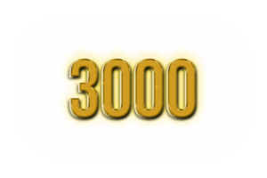 3000 subscribers celebration greeting Number with golden design png