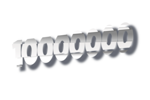 10000000 subscribers celebration greeting Number with cutting design png