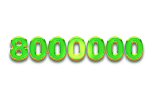 8000000 subscribers celebration greeting Number with candy design png