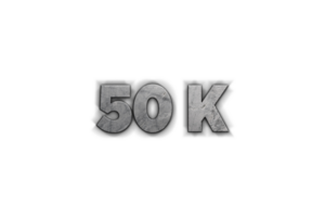 50 k subscribers celebration greeting Number with concrete design png