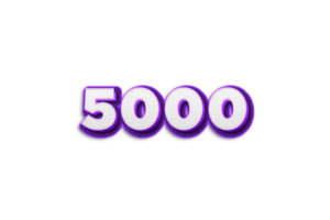 5000 abonnees viering groet aantal met Purper 3d ontwerp png