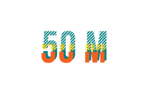 50 million subscribers celebration greeting Number with strips design png