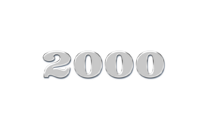 2000 subscribers celebration greeting Number with glass design png