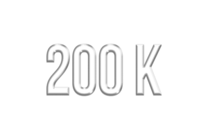 200 k subscribers celebration greeting Number with silver design png