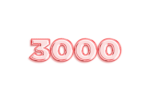 3000 iscritti celebrazione saluto numero con rosa oro design png