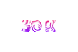 30 k subscribers celebration greeting Number with waves design png