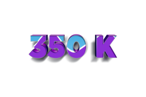 350 k subscribers celebration greeting Number with blue purple design png