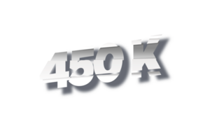 450 k subscribers celebration greeting Number with cutting design png